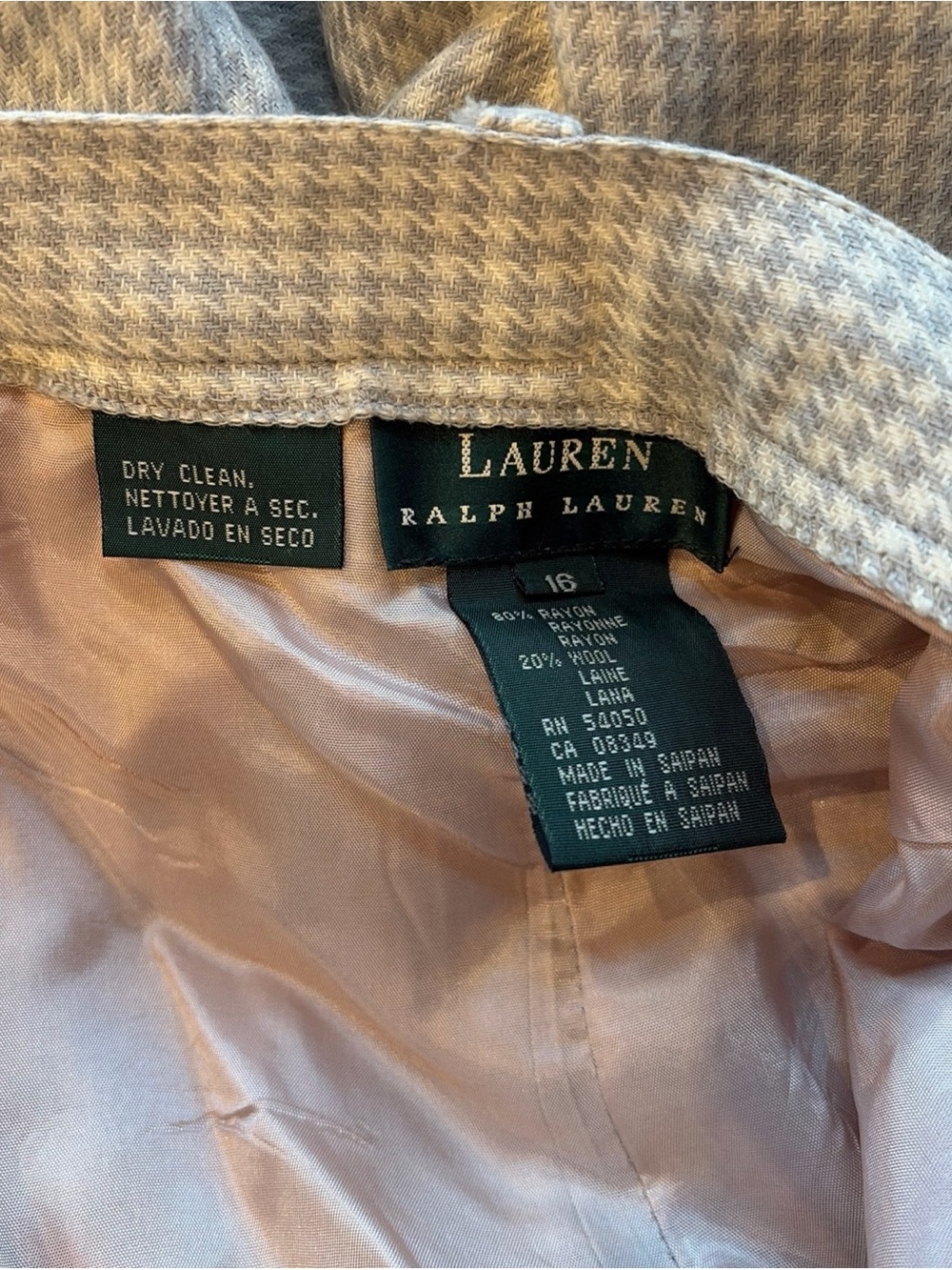 Lauren Ralph Lauren 2PC Pant Suit Sz 16 Pants Blazer Houndstooth Wool Blend - Picture 15 of 16
